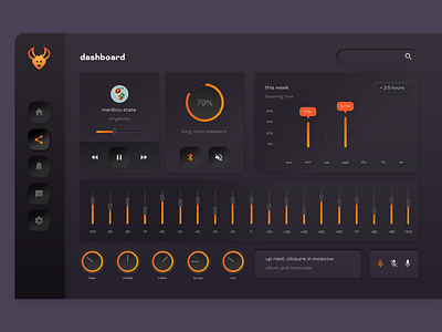 Audio Dashboard audio audio interface dashboard design gradient music neumorphic product product design remote remote control ui uix user user experience user interface ux