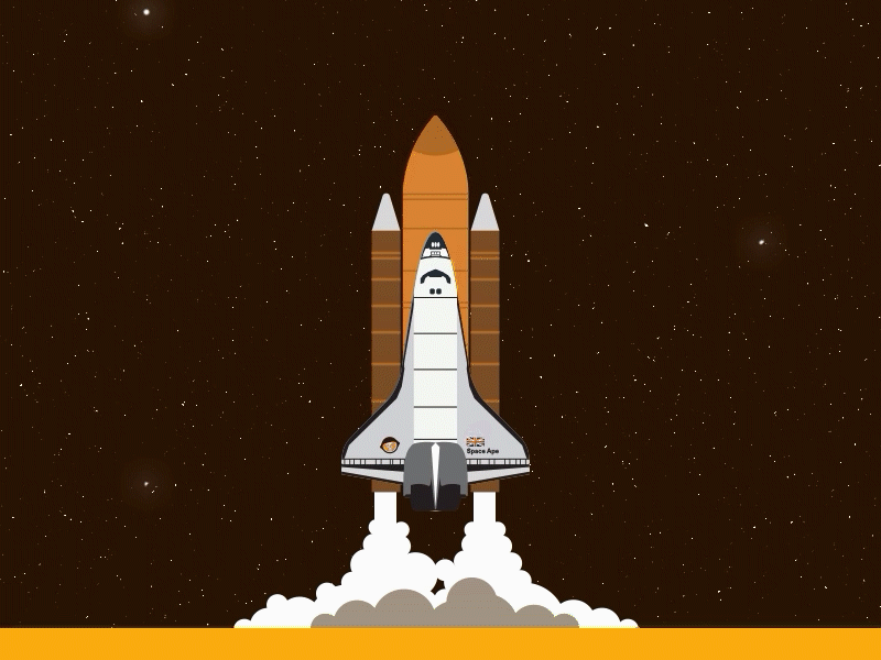 Shuttle Launch - parallax design concept animation gif launch orange parallax shuttle space