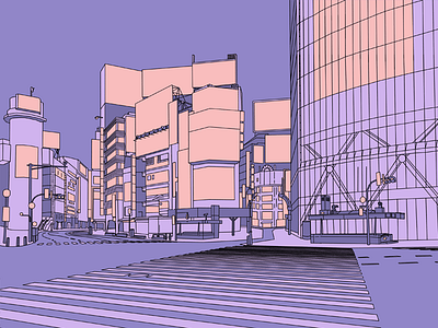 Shibuya Crossing cityscape design illustration japan line art lineart outrun shibuya tokyo travel