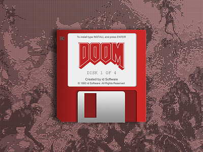 Floppy Doom 😈 demon disk doom floppy floppy disk game games hell illustration old school retro