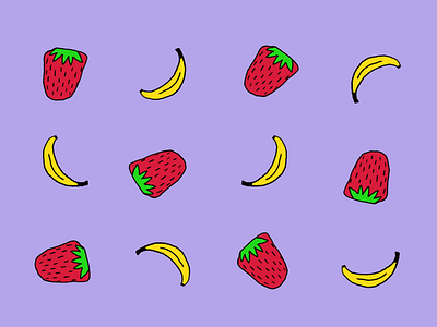 Strawberry banana 🍓 🍌 banana fruit icon pattern strawberry