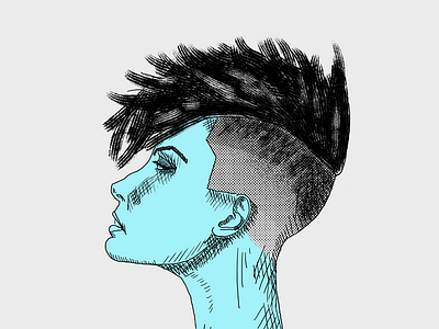 45 min study cyberpunk hair mohawk neon portrait study