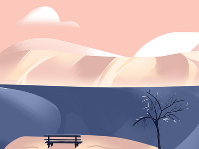 Background Ocean and Mountain Version Flat Design