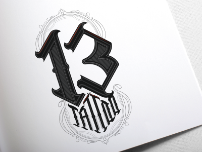 13 Tattoo 13 branding caligraphy gothic graphicdesign illustration illustrator lettering logo logotype tattoo