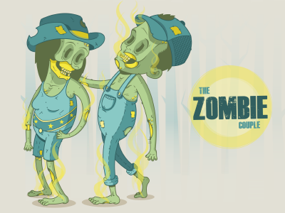 Zombie Love characterdesign couple graphicdesign illustration love twd wacom zombie