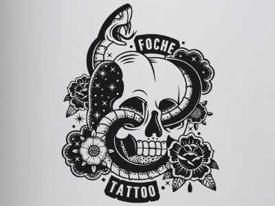 Foche Tattoo brand graphicdesign illustration illustrator logo logon rose skull snake tattoo tattoologo tattoostudio