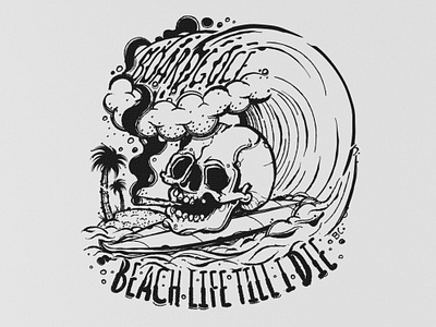 Skull art beach character clothes creative design dreaw fashion grapgic design graphicdesign illistration illustrator inspiration island ocean palm skull surf vector wave