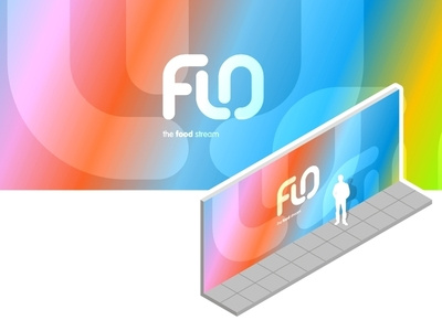 Flo - the food stream branding design colourful foodcourt environment graphic gradient logo logo design typography wordmark