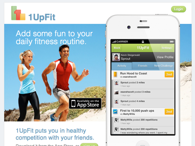 Redesigned 1UpFit 1upfit css fitness health html iphone python web app