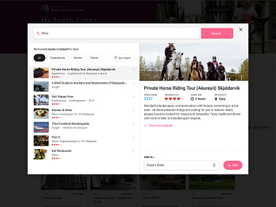 Wanderguide - Search & Add items design startup travel ui ux web