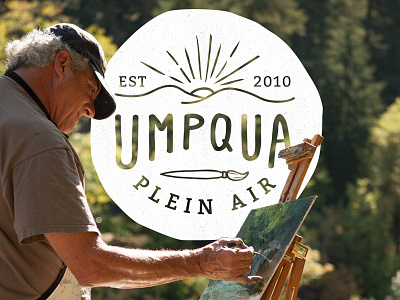 Umpqua Plein Air Logo Take II art brand branding design flat identity light logo logo design logotype mark texture