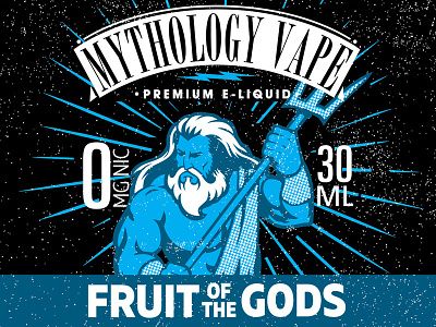 Fruit of the Gods branding gods graphic graphic design illustration label mythology poseidon print texture vapes vector