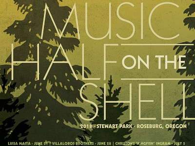 Music on the Half Shell gradient green music pacific northwest poster print texture typography