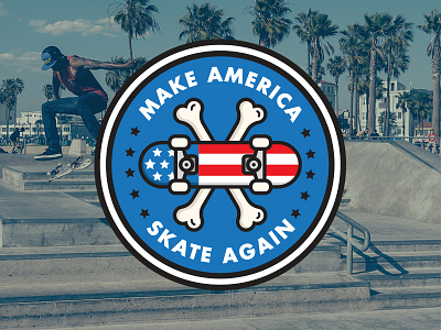 Make America Skate Again america badge blue drumpf flat red shirt skate skateboard skateboarding trump white