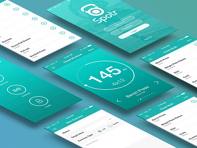 Fitness App Layout app blue fitness icons teal workout