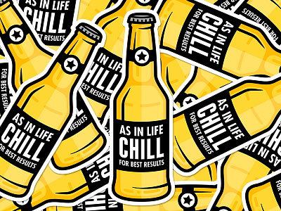 Chill for best results. beer bottle brew chill sticker yellow