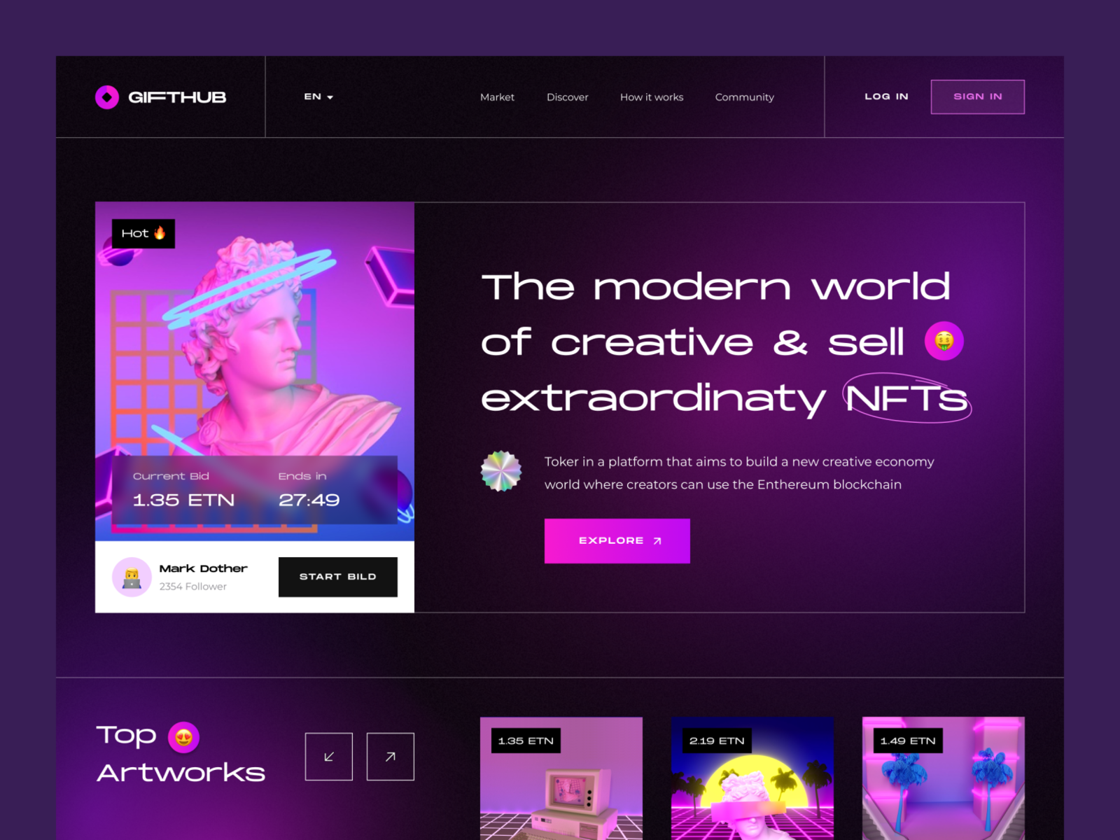 Nft Marketplace Website By Serhii Antoniuk On Dribbble