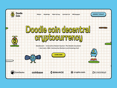 Cryptocurrency token landing page animation blockchain coin cryptocoin cryptocurrency dapp decentralized dex doodle ecosystem game meta metaverse mint nft nft token uidesign