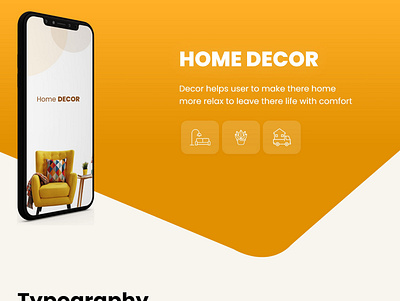 "Home Decor" App Design app design home homepage icon illustrator new year treaands typography ux vector yellow