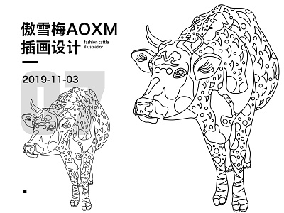 十二生肖-cattle branding design flat icon illustration illustration ，desgin，layout typography