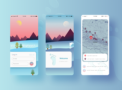 Where is Bigfoot? app application design figma figma app flat flat design flat illustration flatdesign maps minimal mobile app design ui