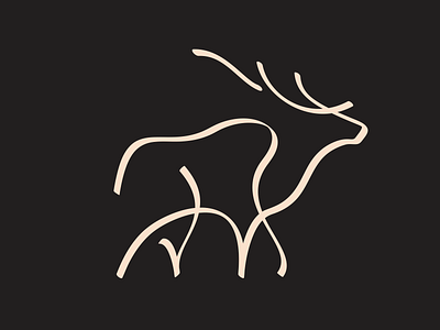 Elk Mark animal antler brush stroke bull calligraphic elk hand drawn icon illustration jackson mark wilderness wyoming