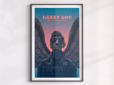 Band Poster angel band banjo bird bluegrass dog hatching illustration laney lou linocut poster print type woodcut