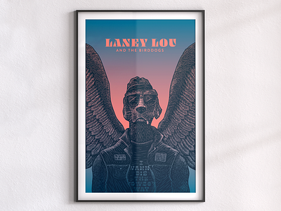Band Poster angel band banjo bird bluegrass dog hatching illustration laney lou linocut poster print type woodcut