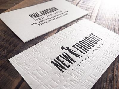 New Thought Business Cards agency blind business cards digital foil impression letterpress stamp