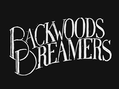 Backwoods Dreamers Wordmark americana band banjo bluegrass logo printmaking woodcut wordmark