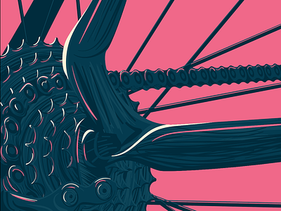 Bike Cassette bicycle bike cassette chain gears illustration mountain neon poster