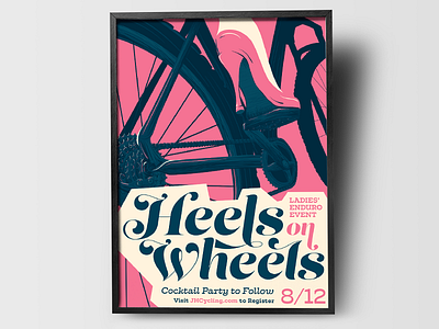 Heels on Wheels Poster 70s bike cocktail cycling enduro fancy lady mountain party poster race woman