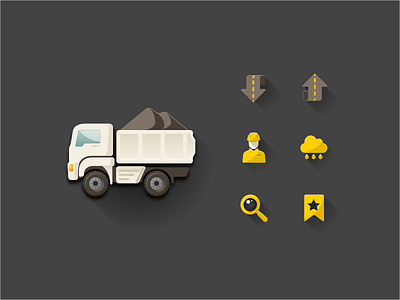 My Dirt - Concept II dirt export flat icons import long shadows nazori search truck ui user weather