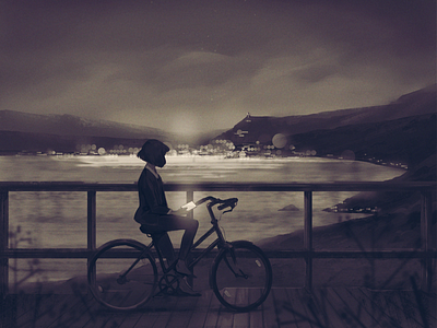 Answer the Why art bicycle city contemplate digital illustration illustration landscape nature night sky sepia