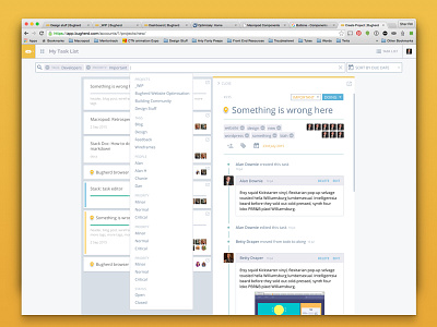 Bugherd Tasklist - filter app bugherd ui ux web design