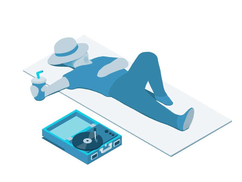 The Success State animation character design illustration isometric relax success