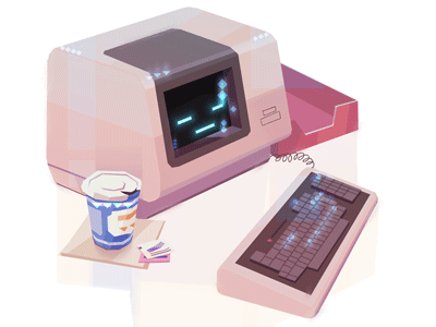 3:30-itis bugherd coffee computer illustration keyboard office retro