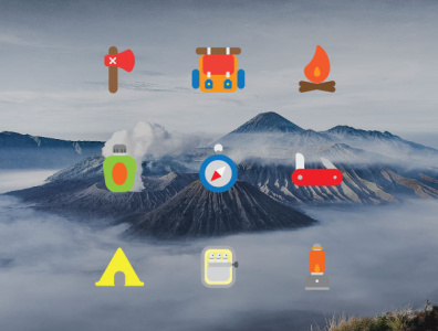 camping tools app design flat icon illustration ui vector web