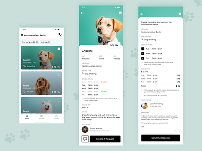 Dog Walking App dog owners dog walking fee filter location match price request service ui user experience ux