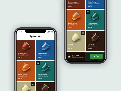 Nespresso Order App app app design apple pay application buy capsule coffee ecommerce nespresso order pay user experience design user friendly ux ux ui uxui