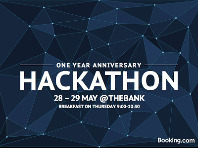 May Hackathon - One Year Anniversary blue booking.com design hackathon poster triangulation