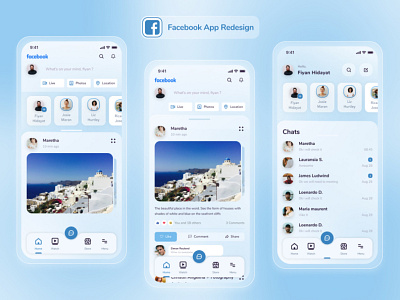 Facebook App Redesign Concept app arrow facebook frame illustration interface ios app media mobile mockup page post social ui design uidesign user experience design ux