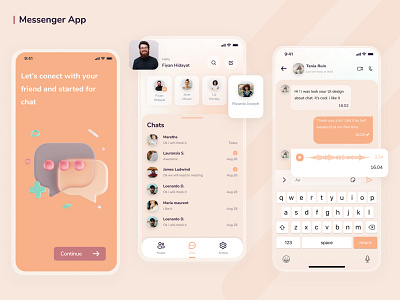 Chat, Messenger Concept App UI Kit 3d app design graphic design illustration mobile ui uidesign user experience design ux