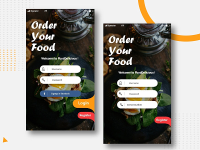 Food Delivery App Login And Register Page