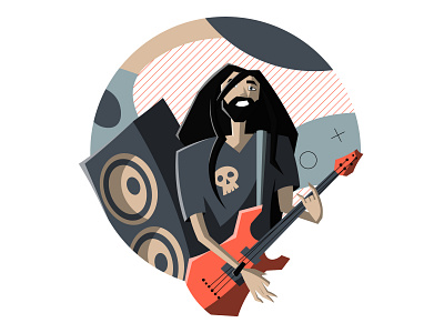 Stained Blood concert flat guitar illustration man metal minimal portrait rock vector