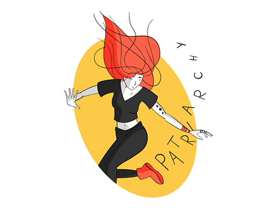 Kicking the Patriarchy feminism flat girl illustration international womens day minimal vector woman