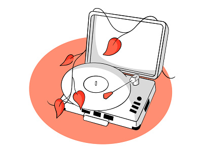 Organic Music disc flat illustration minimal music music player procreate vintage vinyl