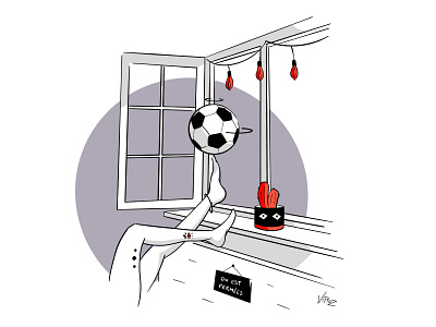 On est fermées ball cactus feminism flat football illustration legs minimal procreate window woman