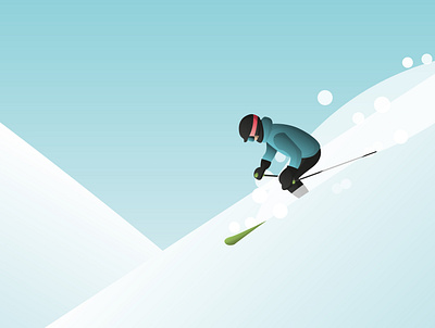 Skier flat illustration minimal mountain rider ski skier snow vector