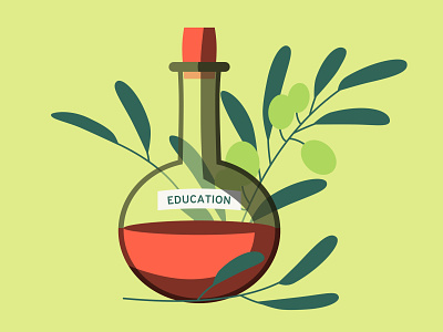 Education Potion education flat illustration minimal olive branch peace potion vector